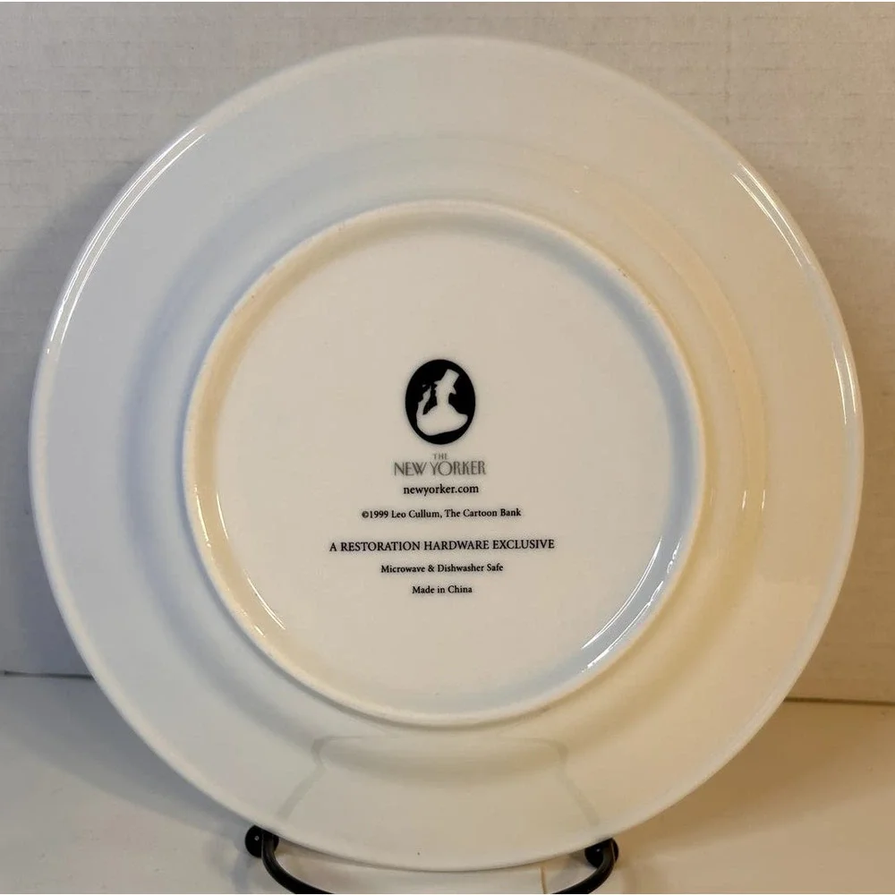 The New Yorker Restoration Hardware Wine Theme Cartoon Porcelain Salad Plate 8